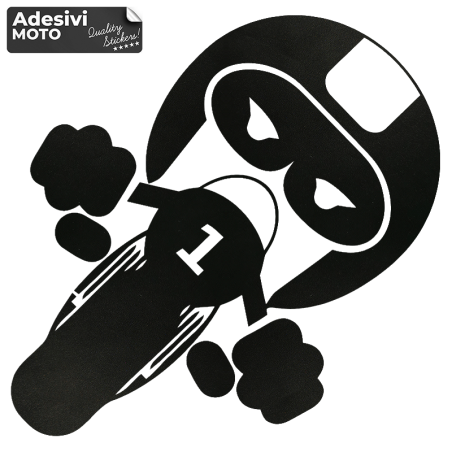 Motorcycle Rider Caricature in a Fold Sticker for Fuel Tank-Helmet-Scooter-Tuning-Car