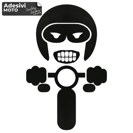 Smiling Biker Caricature Sticker for Fuel Tank-Helmet-Scooter-Tuning-Car