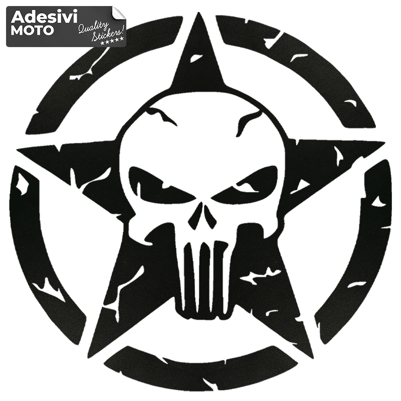 The Punisher + Star Sticker Fuel Tank-Helmet-Scooter-Tuning-Car