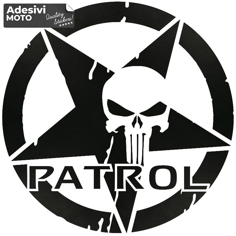 Adesivo Stella + "Patrol" + Logo The Punisher Cofano-Sportelli-Fiancate-Auto-Nissan