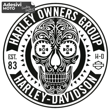"Harley Owners Group" Skull Sticker Fuel Tank-Fender-Helmet