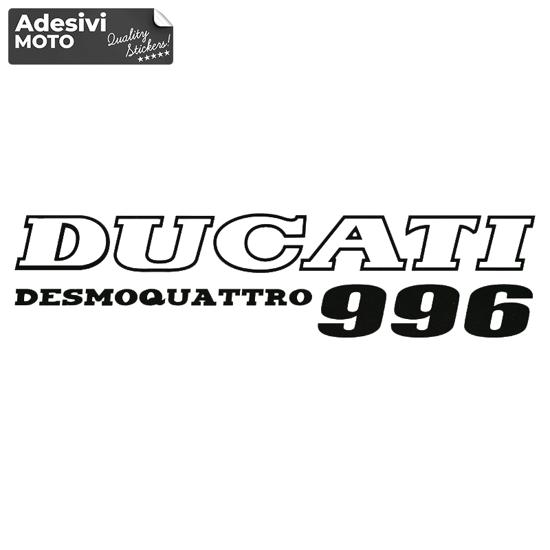 Autocollant "Ducati 996 Desmoquattro" Type 2 Réservoir-Côtés-Carénage Inférieur-Queue-Casque