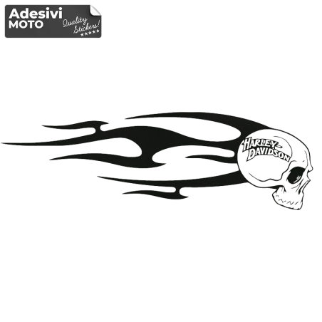 Skull + Flames + Harley Davidson Sticker Windshield-Helmet