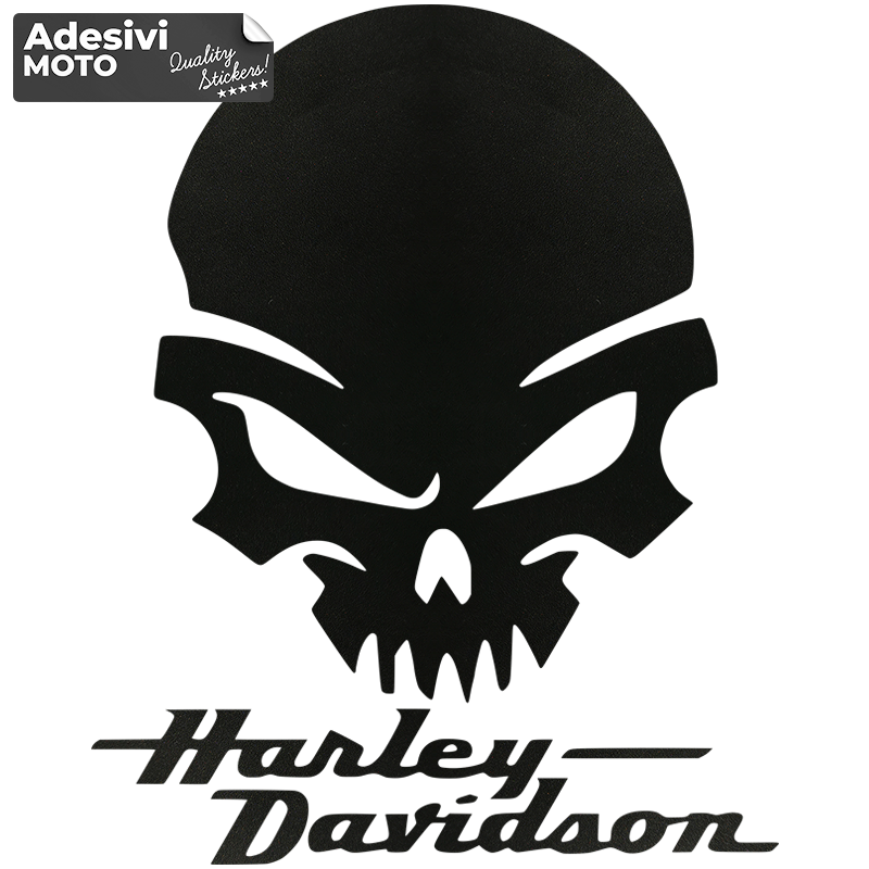 Skull + "Harley Davidson" Sticker Fuel Tank-Fender-Helmet