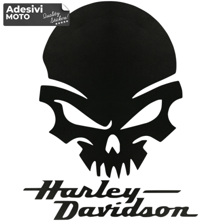 Adesivo Teschio + "Harley Davidson" Serbatoio-Parafango-Casco