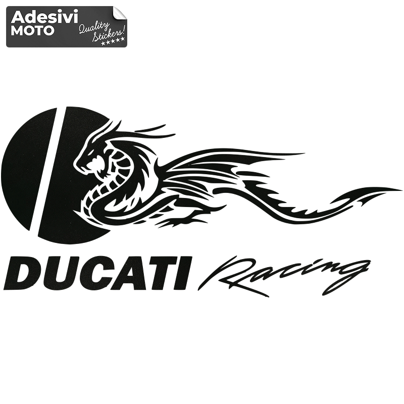 Dragon + Logo + "Ducati Racing" Sticker Type 2 Fuel Tank-Sides-Tip-Tail-Helmet