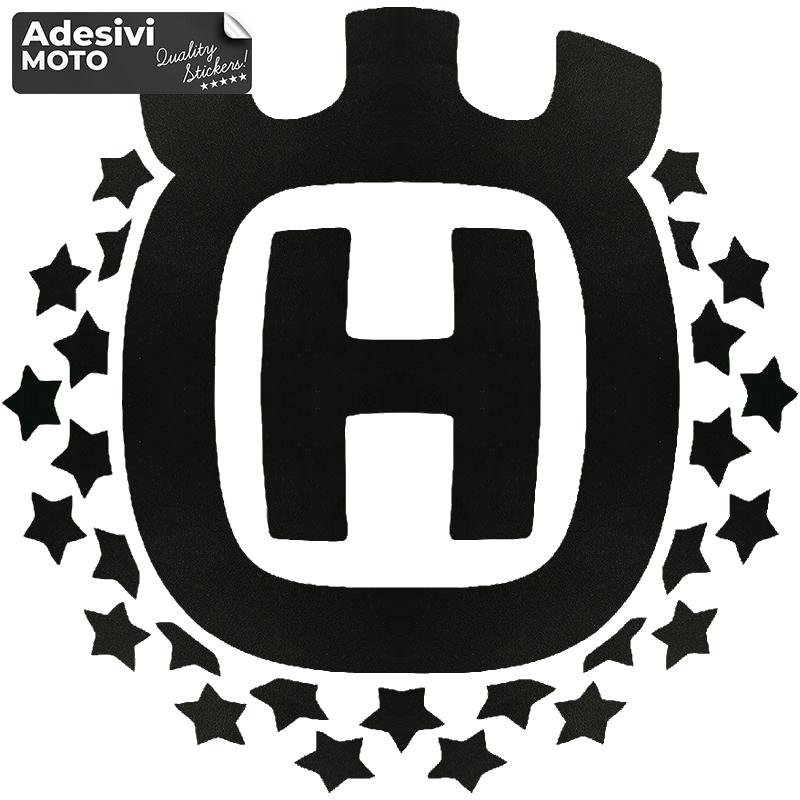 Adesivo Logo "Husqvarna" Stelline Serbatoio-Codino-Fiancate-Casco
