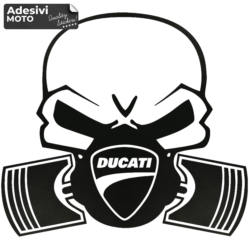 Autocollant Crâne avec Maschera Antigas Ducati Réservoir-Côtés-Carénage  Inférieur-Queue-Casque