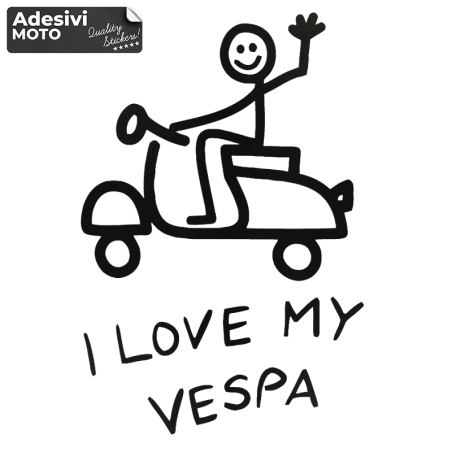 Adesivo 'I Love My Vespa' Motorino-Vespa-Serbatoio-Casco-Tuning-Auto
