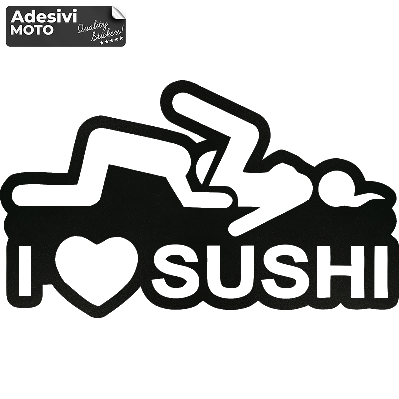 Autocollant "I Love Sushi" Type 3 Réservoir-Côtés-Aile-Casque
