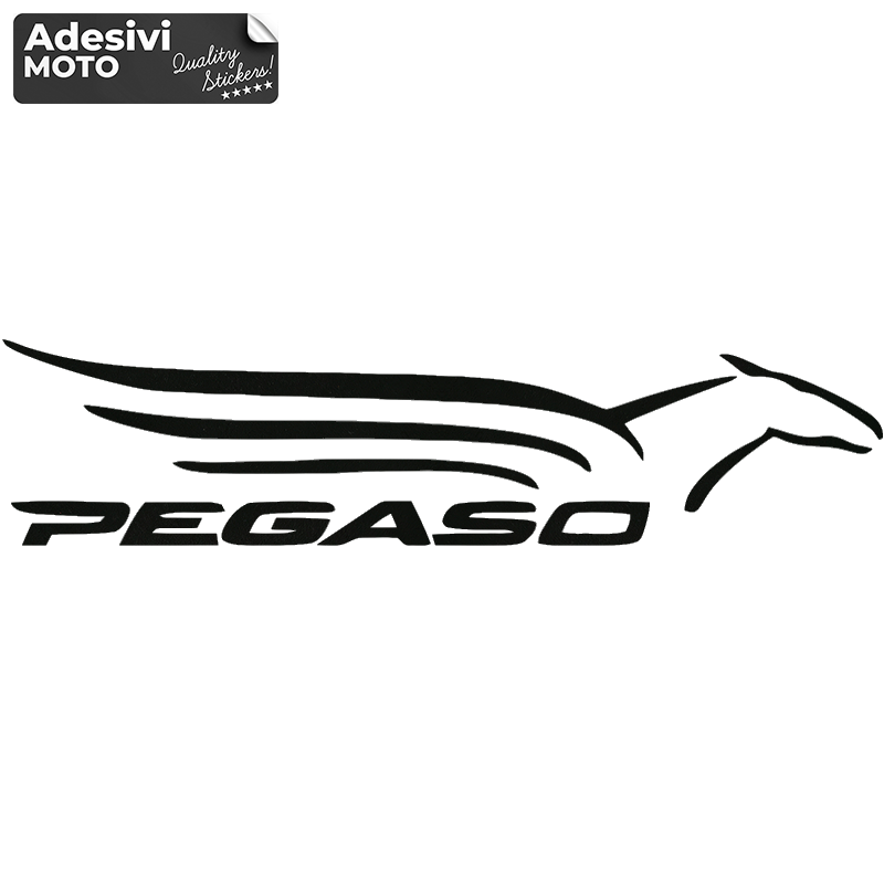 Logo Pegaso + "Pegaso" Sticker Type 2 Helmet-Sides-Tail-Fuel Tank