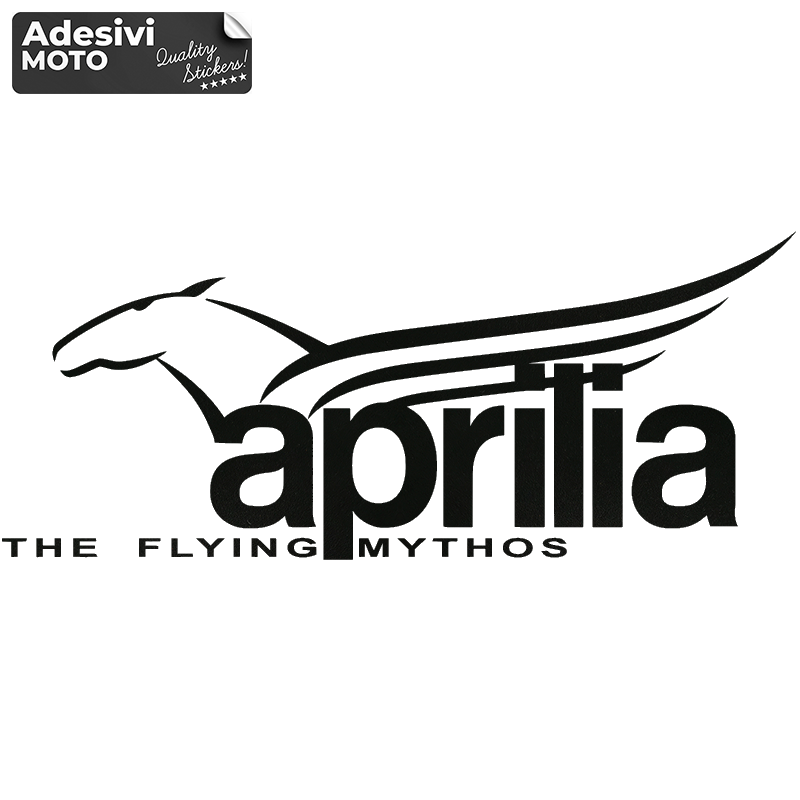 Adesivo Logo Pegaso + "Aprilia the Flying Mythos" Tipo 2 Casco-Fiancate-Codone-Serbatoio