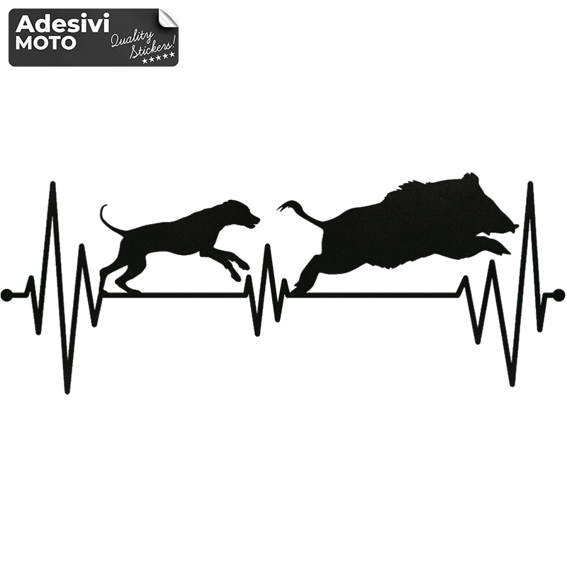 Wild Boar Hunting Dog on Cardiogram Sticker Off Road-Hood-Doors-Sides-Car