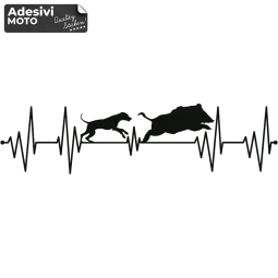 Wild Boar Hunting Dog on Cardiogram (Long) Sticker Off Road-Hood-Doors-Sides-Car