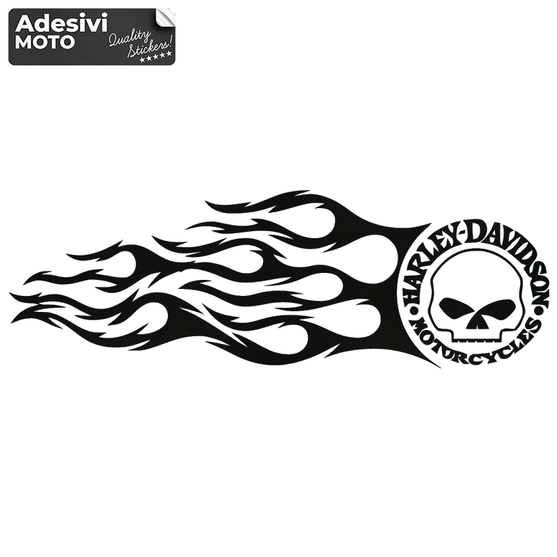 Adesivi Riflettenti Per Casco Moto Harley Davidson - Built For Speed, 8x8 Cm, Omologati